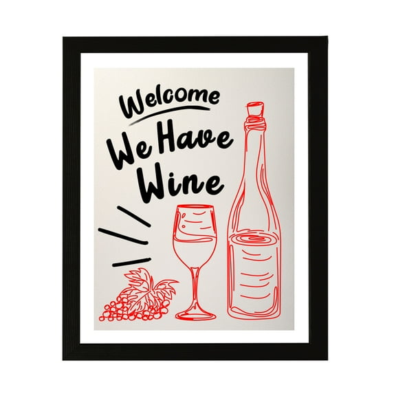 Designs ByLITA Welcome We Have Wine, 5 x 7 Wall Print Inspirational (Unframed) | Retro Kitchen Decoration