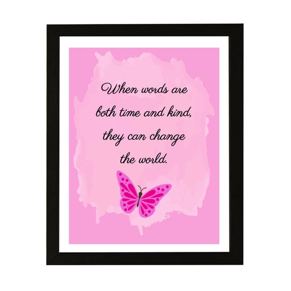 Designs ByLITA When Words Are Both Time And Kind, They Can Change The World. 5 x 7 Black Framed Wall Art Print | Buddhist Quotes Motivational Decor