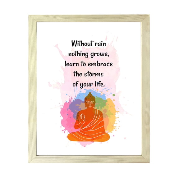 Designs ByLITA Without Rain Nothing Grows, Learn To Embrace The Storms Of Your Life. 5 x 7 Wooden Framed Wall Art Print | Buddhist Quotes Motivational Decor