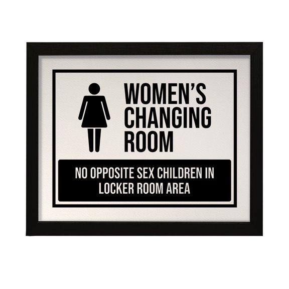 Designs ByLITA Women's Changing Room No Opposite Sex Children In Locker Room Area, 11 x 14 Wall Print (Unframed) | Retail Store Decoration