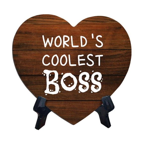 Designs ByLITA World's Coolest Boss Heart Table Sign with Acrylic Stand (6x5") | Home & Office Decor