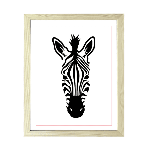 Designs ByLITA Zebra Outlined version, 5 x 7 Wooden Wall Print Animals (Framed) | Family Presents | Bedroom | Stylish Kindergarten Decor