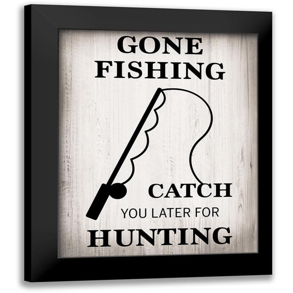 Designs, CAD 12x14 Black Modern Framed Museum Art Print Titled - Gone Fishing
