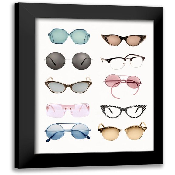 Designs, CAD 12x14 Black Modern Framed Museum Art Print Titled - Vintage Glasses II