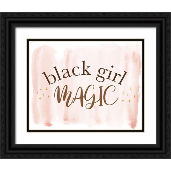 Designs, CAD 14x12 Black Ornate Wood Framed with Double Matting Museum Art Print Titled - Black Girl Magic