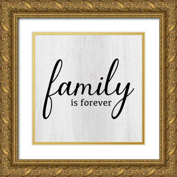 Designs, CAD 15x15 Gold Ornate Wood Framed with Double Matting Museum Art Print Titled - Family Is Forever