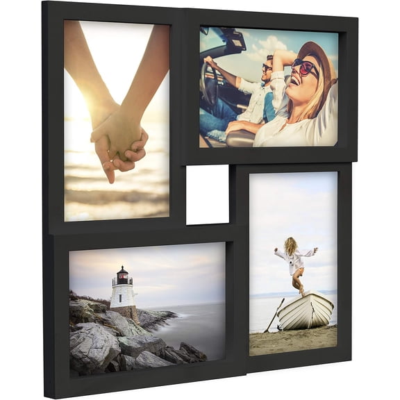 Designs Collage Picture Frame for Wall, Holds Four Photos : 2-6x4 and 2-4x6 Inch - Black Plastic, Wall Decor for the Home