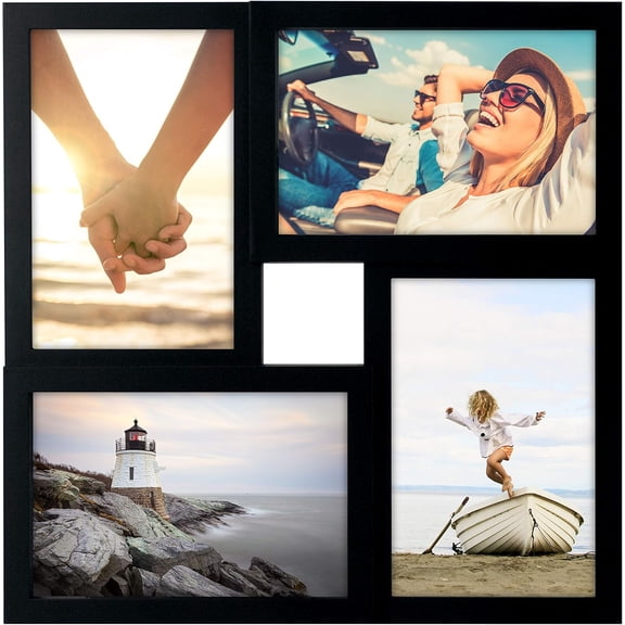 Designs Collage Picture Frame for Wall, Holds Four Photos : 2-6x4 and 2-4x6 Inch - Black Plastic, Wall Decor for the Home