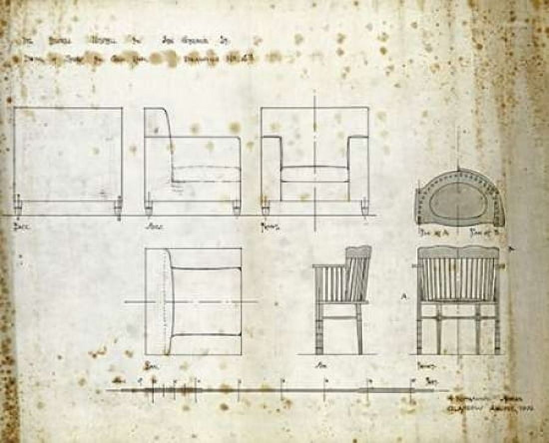 Designs For An Upholstered Chair 1909 Canvas Art - Charles Rennie Mackintosh (20 x 24)