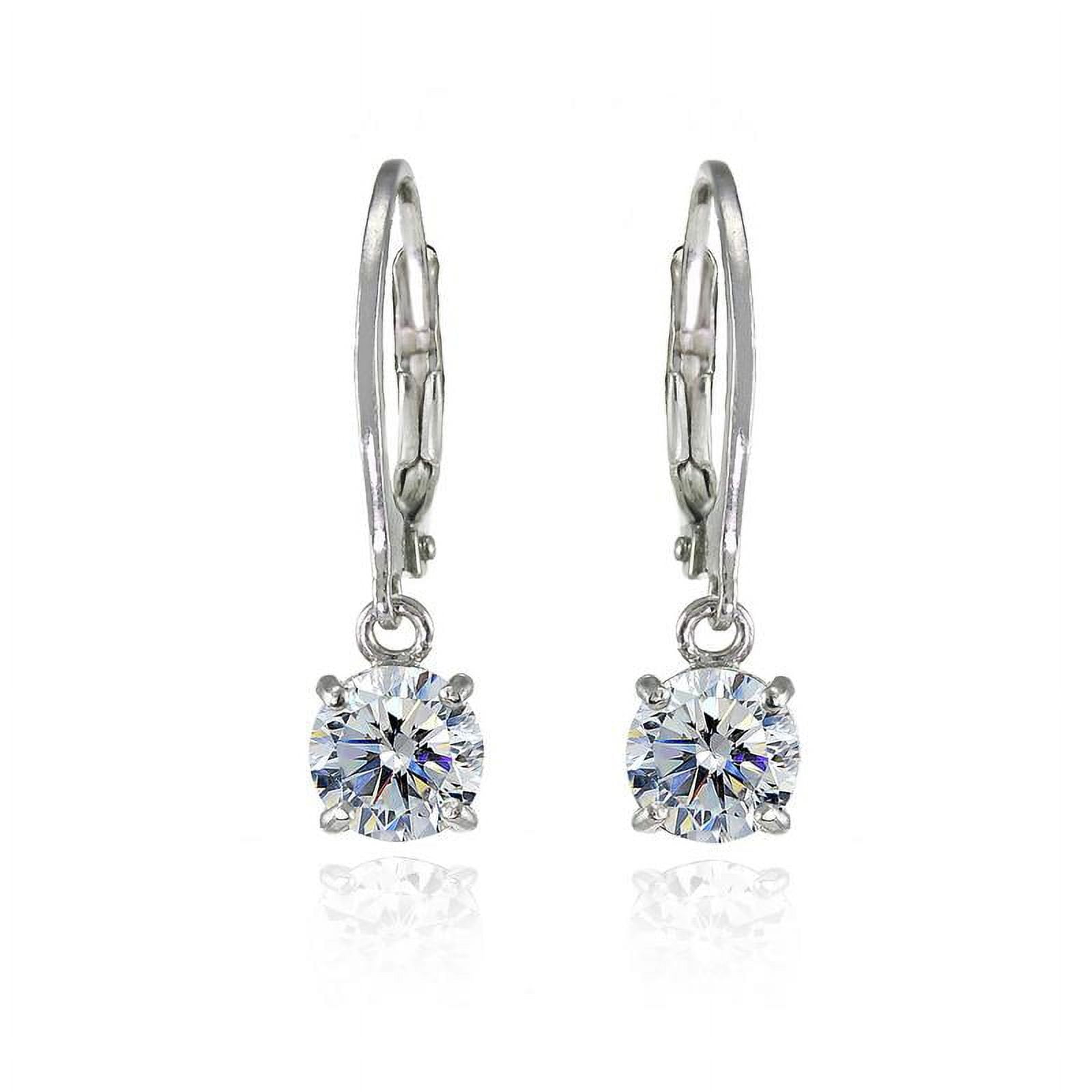 Designs by FMC Sterling Silver Clear 6mm Round Swarovski Crystal Dangle Earrings, Tarnish Free