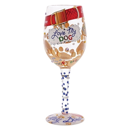 Designs by Lolita ‚ÄúLove My Dog‚Äù Hand-painted Artisan Wine Glass, 15 oz.
