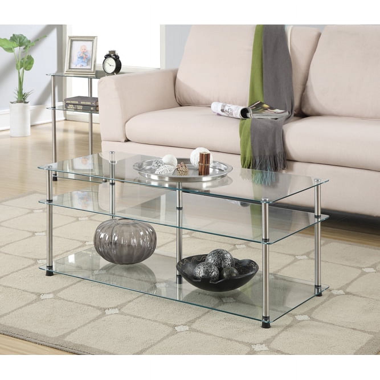 Designs2Go Classic Glass 3 Tier Coffee Table - image 1 of 2