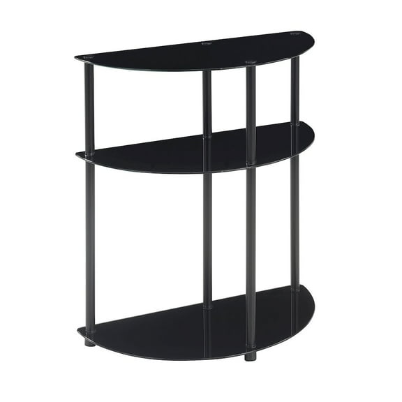 Designs2Go Classic Three-Tier Half-Circle Entryway Hall Table in Black Glass