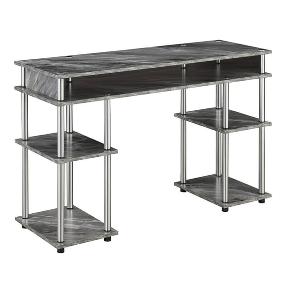 Designs2Go No Tools Student Desk in Gray Faux Marble Wood Finish