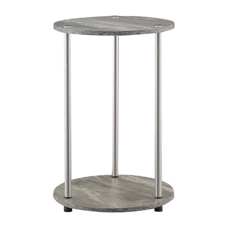 Designs2Go No-Tools Two-Tier Round End Table - Gray, Wood - 15.75 x 15.75 x 22 in.