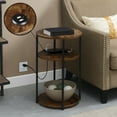 thumbnail image 1 of Convenience Concepts Designs2Go 24"x15.75" Simon 3-Tier End Table with USB Ports, Barnwood/Black, 1 of 6