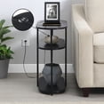thumbnail image 1 of Designs2Go Simon Three-Tier Oval Chairside End Table w/USB Ports in Black Wood, 1 of 6