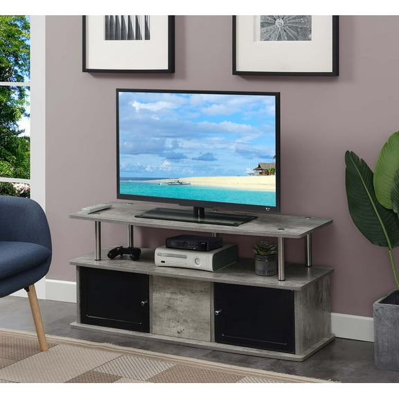 Designs2Go TV Stand with 3 Storage Cabinets and Shelf for TVs up to 55 inches, Faux Birch