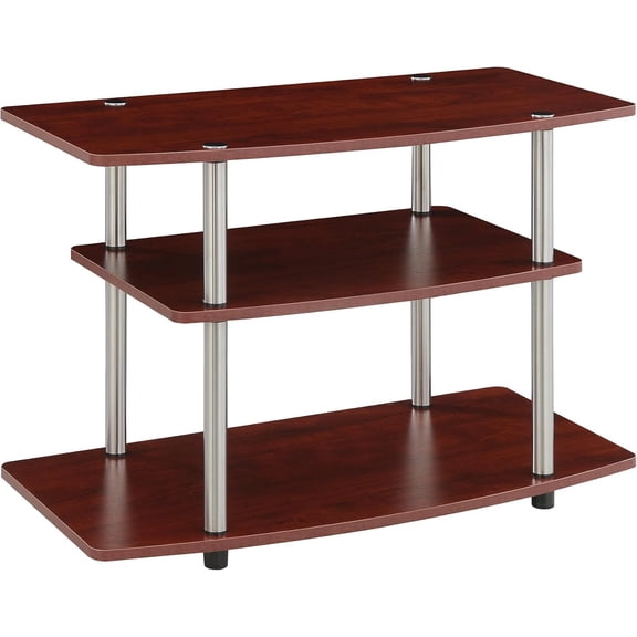 Designs2Go No Tools 3-Tier TV Stand 31.5" - Entertainment Center for TVs up to 37 Inches, Modern TV Console with Shelves for Living Room, Family Room, Cherry