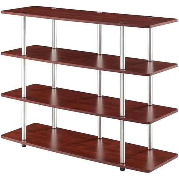 Designs2Go No Tools XL Highboy 4-Tier TV Stand 47.25" - Entertainment Center for TVs up to 55 Inches, Modern TV Console with Shelves for Living Room, Family Room, Cherry