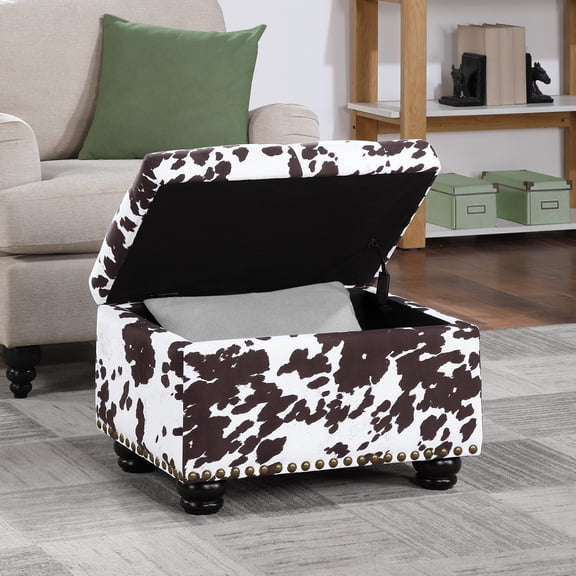 Designs4Comfort 5th Avenue Storage Ottoman in Brown Cowhide Fabric