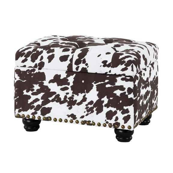 Designs4Comfort 5th Avenue Storage Ottoman in Brown Cowhide Fabric