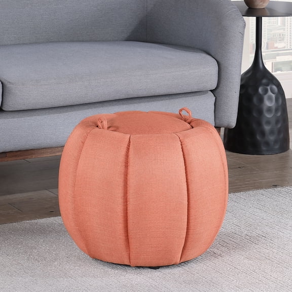 Convenience Concepts Designs4Comfort Daisy Storage Ottoman with Reversible Tray Lid, Coral Fabric