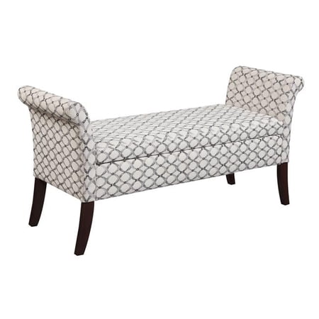 Designs4Comfort Garbo Storage Bench Ottoman Ribbon Pattern Fabric