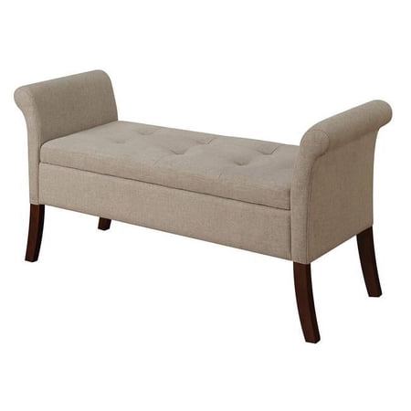 Designs4Comfort Garbo Storage Bench Ottoman Soft Beige Fabric