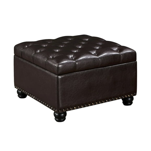 Designs4Comfort Herald Ottoman Coffee Table with Storage in Espresso Fabric