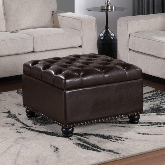Designs4Comfort Herald Ottoman Coffee Table with Storage in Espresso Fabric