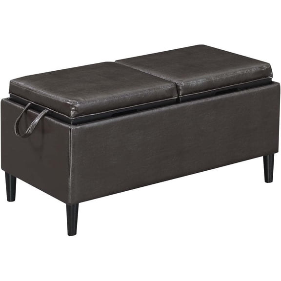 Designs4Comfort Magnolia Storage Ottoman with Reversible Trays, Espresso Faux Leather