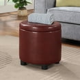 thumbnail image 1 of Designs4Comfort Round Accent Storage Ottoman with Reversible Tray Lid, Burgundy Faux Leather, 1 of 8