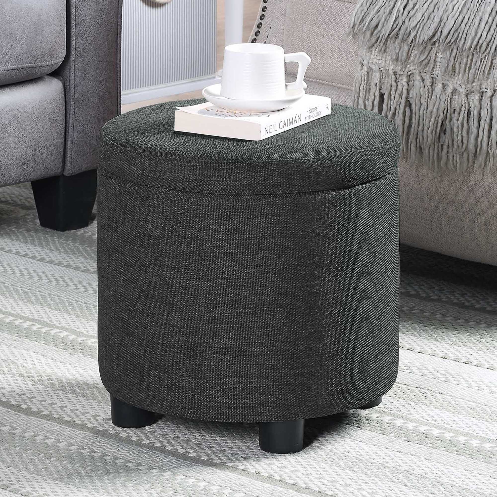 Charcoal gray ottoman with storage discount
