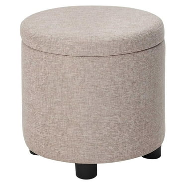 Designs4Comfort Round Accent Storage Ottoman with Reversible Tray Lid