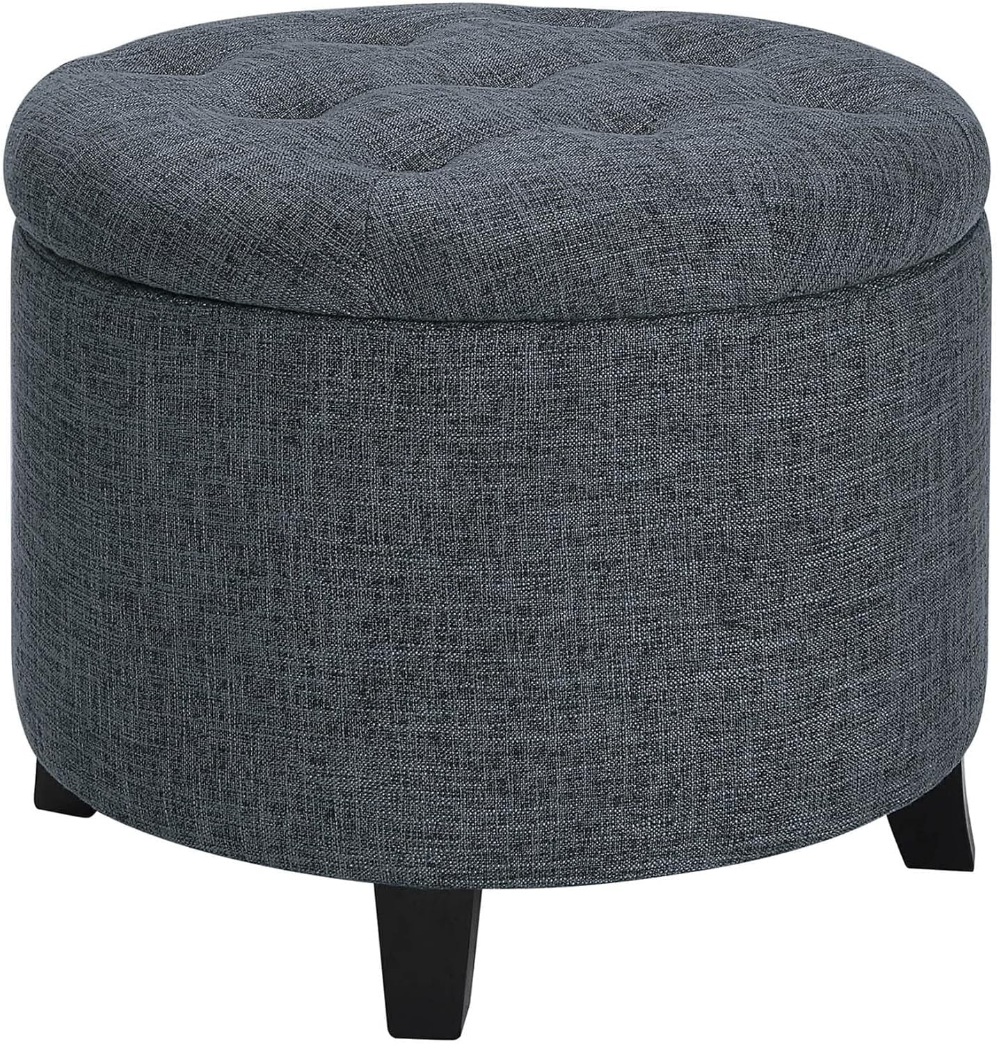 Elegant Tufted Round Storage Ottoman in Dark Gray