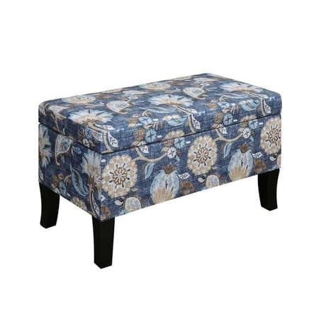 Designs4Comfort Winslow Storage Ottoman, Indigo Flora - 32 x 16 x 18 in.