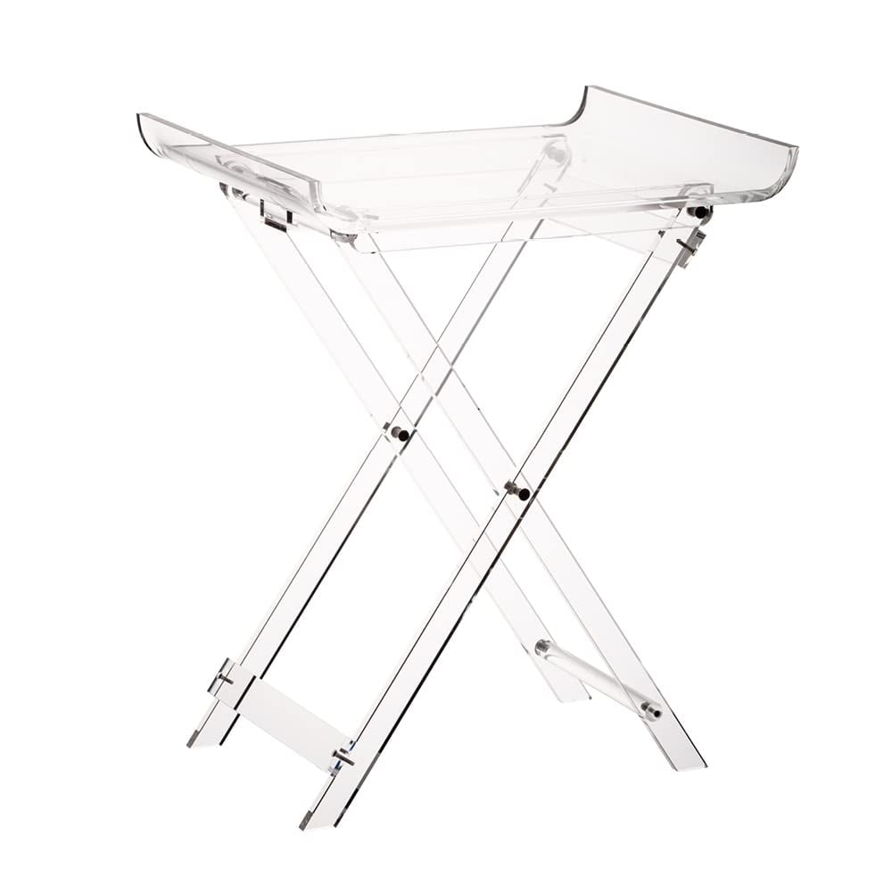 Clear Acrylic Foldable Tray Side Table with Curved Top