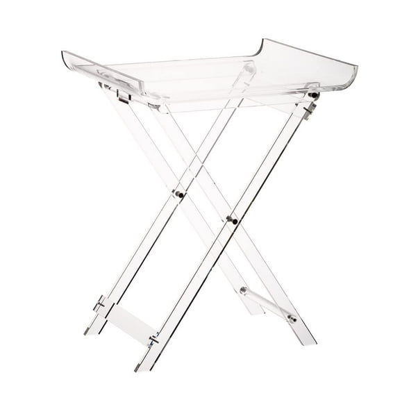 Designstyles Acrylic Folding Tray Table Modern Chic Accent Desk - Kitchen and Bar Serving Table - Elegant Clear Design (Curved Top)