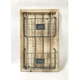 thumbnail image 1 of Designstyles Two Tier Magazine Holder – Wall Mounted Rack with Durable Wooden Frame and Pewter Colored Metal Baskets – Organizes Files, Books, Letters, and Folders, 1 of 3