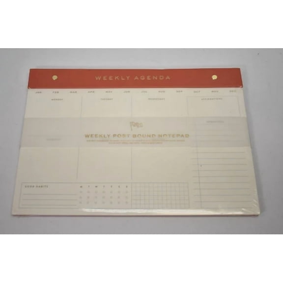 Designworks Ink Weekly Post Bound Notepad Calendar Organizer Chili Red 60 Sheet