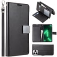 thumbnail image 1 of Designx Series Leather Wallet Phone Case With 6 Card Slots Cash Slot And Lanyard For Iphone 14 Pro Max 6.7 - Black, 1 of 8