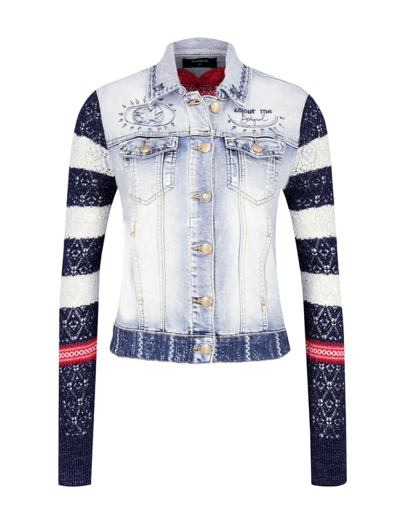 Women's Sailor Lover Nautical Denim Jacket, Blue, 38