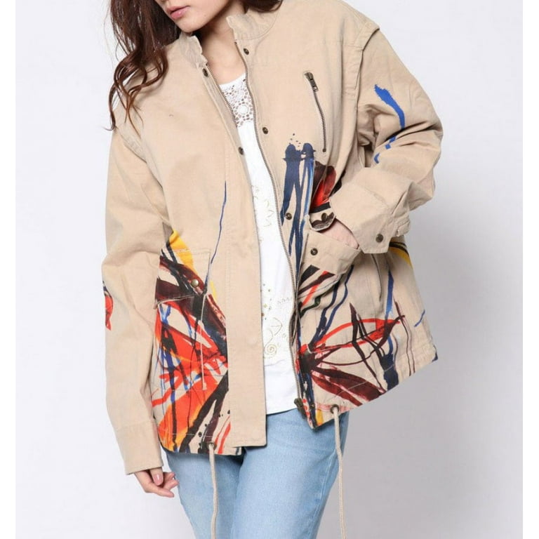 Desigual Women s Summer Jacket With All Over Print Beige 38