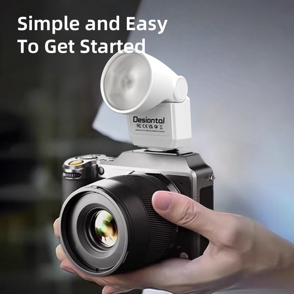 Desiontal F02/F03 Mini Camera Flash, GN8 Speedlight with 97 CRI, Type-C Rechargeable, 300mAh, 49g Ultra-Compact for Mirrorless Cameras