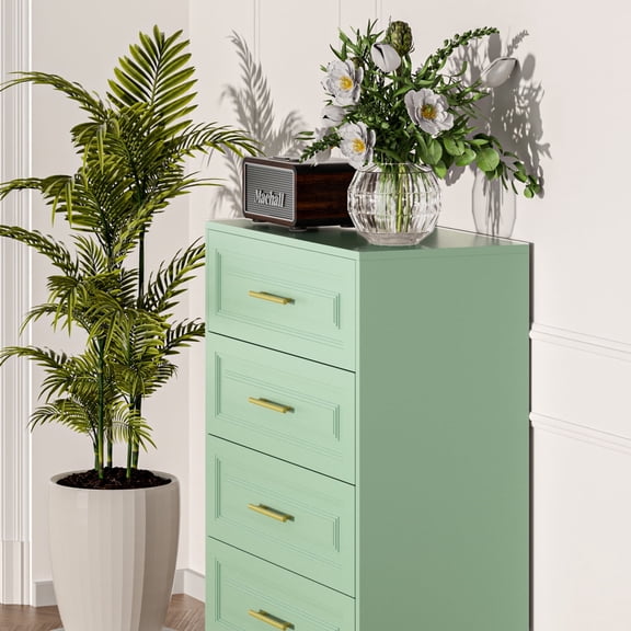 4-Tier Steel Drawer Dresser 43 in Tall Chest Of Drawers Metal Storage Cabinet