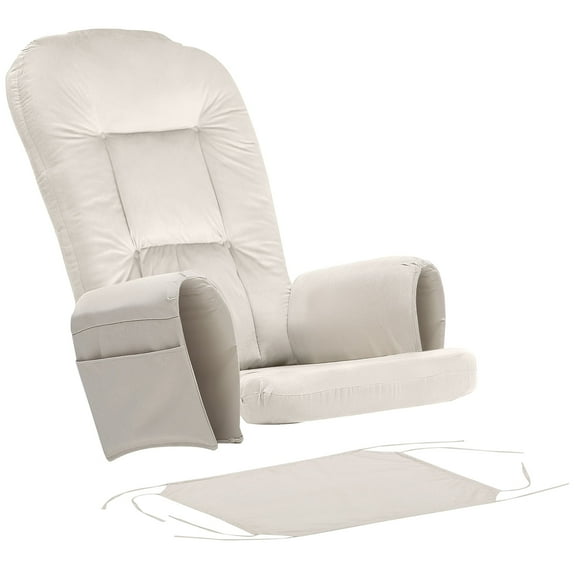Lovote 5 in 1 Glider Rocker Replacement Cushions Set - Soft Thicken Velvet Rocking Chair Cushion with Ottoman Cover for Indoor Nursery Glider Rocking Chair, Beige