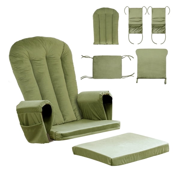 Lovote 5pcs Glider Rocker Replacement Cushion Velvet Rocking Chair Cushions Set w/ Ties