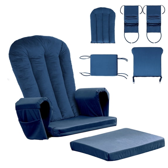 Lovote 5pcs Glider Rocker Replacement Cushion Velvet Rocking Chair Cushions Set w/ Ties
