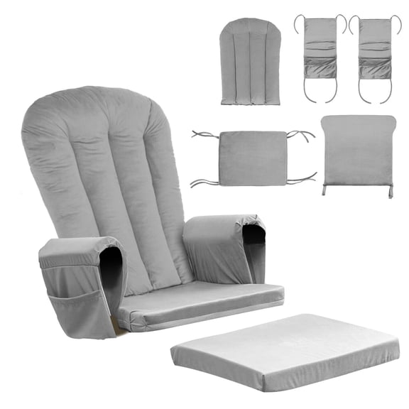 Lovote 5pcs Glider Rocker Replacement Cushion Velvet Rocking Chair Cushions Set w/ Ties